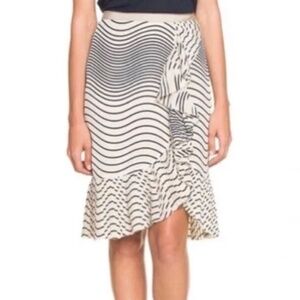 Tory Burch Opalina 100% Silk Skirt, Size 2, Shore Khaki/Riptide - NWOT